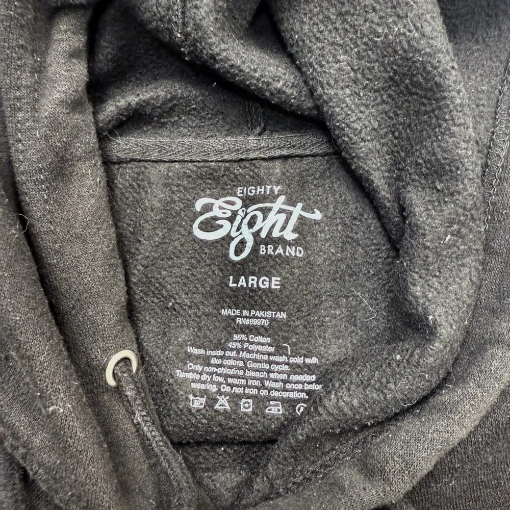 Eighty Eight Hoodie Sweatshirt‎ Boys Large Embroidered Skull Roses Goth Grunge